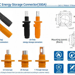 JC-CN12-SC-03-T, 300 A, 1500 V DC Gniazdo przyłączeniowe do systemów magazynowania energii z otworem, czarne