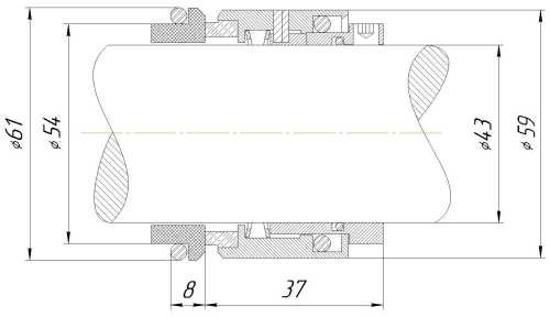 Uszczelnienie mechaniczne do pompy KSB R-HJ92N 43, CAR/SIC, VITON, 304, G16