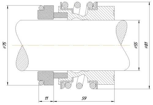Uszczelnienie mechaniczne wału pompy R-MG13 55, SIC/SIC, EPDM, 304, G60 typ ROTEN L3N, STERLING SMG13, LIDERING LRB17NU