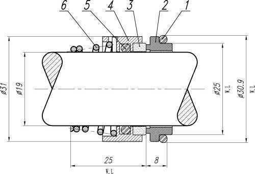 Uszczelnienie pompy Hilge R-HLG 19, L, SS/CAR, EPDM, 304, 2H