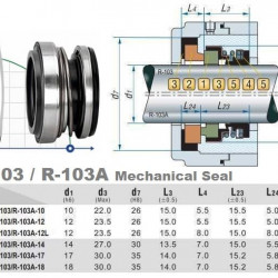 Uszczelnienie mechaniczne do pompy R-103 10, CAR/CER, EPDM, 304