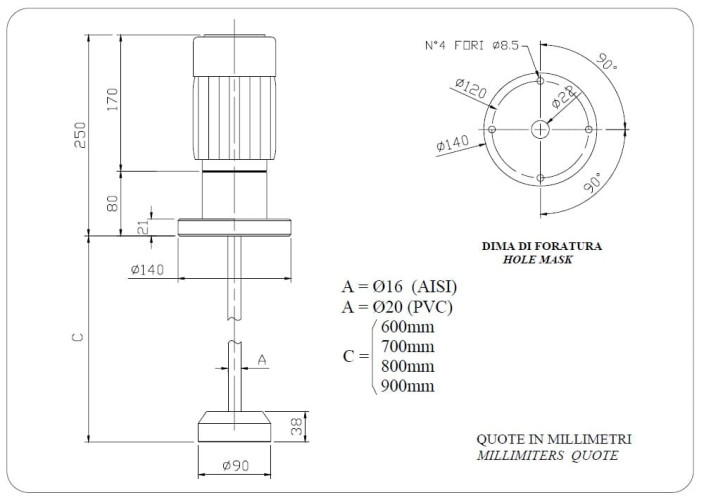 Mieszalnik do odczynników chemicznych AQUA AG1-AISI90/F, 220V, 1400 RPM, ADAG1A09F