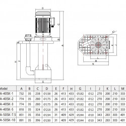 QHA-40SK-5, PP, 3,7kW, 500L/min, 25m pionowa pompa odśrodkowa do alkaliów