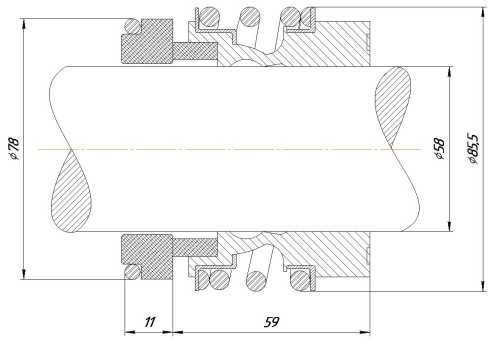 Uszczelnienie mechaniczne wału pompy R-MG13 58, CAR/SIC, VITON, 304, G6