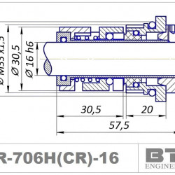 Uszczelnienie kasetowe do pomp Grundfos serii CRI, CRN, MTR R-706H(CR) 16, SIC/SIC, EPDM, 304