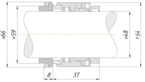 Uszczelnienie mechaniczne R-HJ92N 48, CAR/SIC, VITON, 304, G16