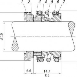 Uszczelnienie mechaniczne wału pompy R-MG1 10, CAR/SIC, VITON, 304, G60