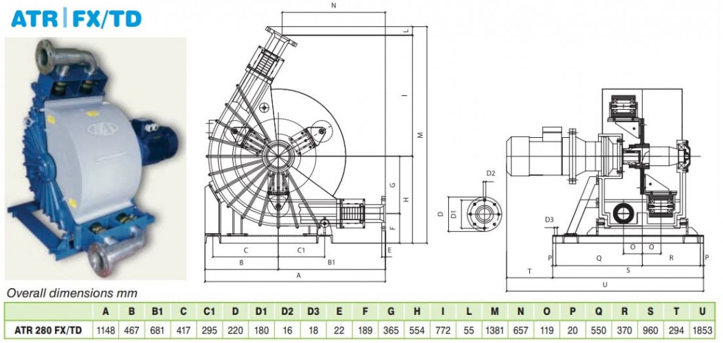 Pompa perystaltyczna ACME Pompe ATR 280 FX/TD 52900 l/h, 11 kW, 48,5 obr./min, o stałej wydajności do pompowania osadów
