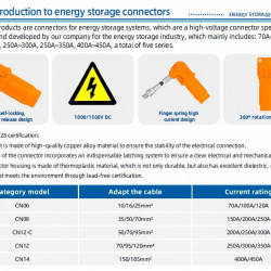 JC-CN08-W-01, 150A, 1500V DC, wtyk przyłączeniowy 35mm² do systemów magazynowania energii, pomarańczowy