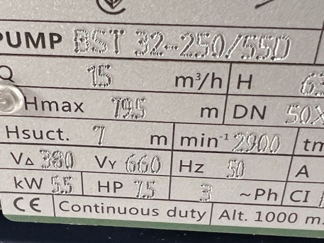Pompa odśrodkowa monoblokowa BST 32-250/5.5D, 3000