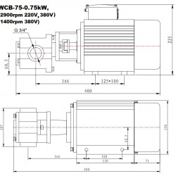 Pompa zębata ze stali nierdzewnej do pompowania benzyny WCB-75/380V 50Hz, 75 l/min, 30 m, AISI 304, 0,75 kW, 2900 obr./min, Ex