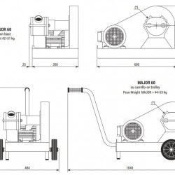Pompa wirnikowa do farb, klejów, tuszy LIVERANI GR MAJOR 60+BY-PASS NR TF 1,86kW, 700obr./min, 380V napęd pasowy na wózku