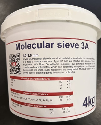 Sito molekularne 3A, 2,0-3,5mm Molecular Sieve, opakowanie 4kg