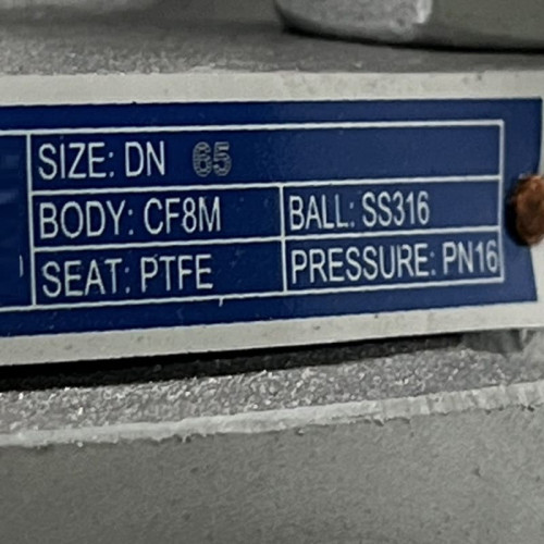 PN16 DN65 Zawór kulowy ze stali nierdzewnej AISI 316, Gniazdo:PTFE