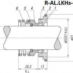 Uszczelnienie pompy Alfa Laval R-AL.LKHs 32, SIC/SIC, VITON, 316