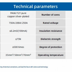 JC-CN08-S-01-LD, 150A, 1500V DC złącze gniazda akumulatora śrubowe, pomarańczowe