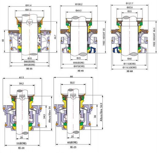 Uszczelnienie mechaniczne wału pompy FLYGT R-FL.XE 45, TC/TC/TC/TC, VITON, 304/All