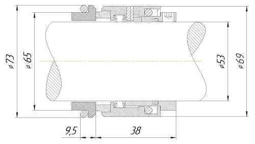Uszczelnienie mechaniczne R-HJ92N 53, CAR/SIC, VITON, 304, G16