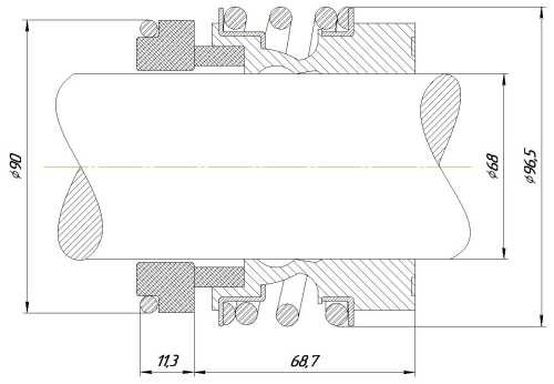 Uszczelnienie mechaniczne wału pompy R-MG13 68, SIC/SIC, VITON, 304, G6
