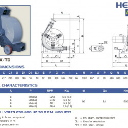 Pompa chemiczna wężowa FLUIMAC HELIOS ATR 80 FX 12160 l/h, 7,5 kW, 22,3 obr./min
