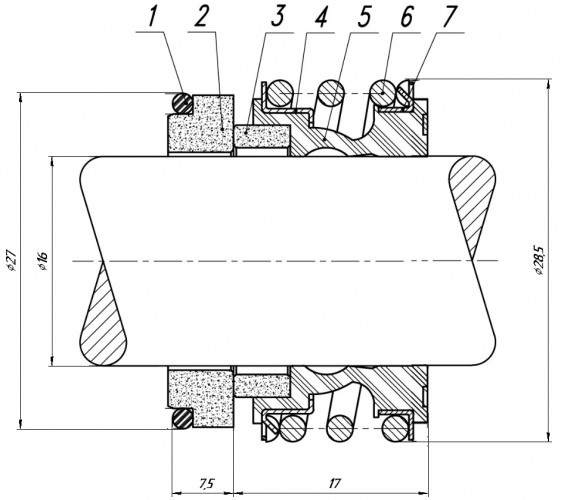 Uszczelnienie mechaniczne wału pompy R-MG1 16, CAR/CER, EPDM, 304, G60 typ LIDERING LRB17, BURGMANN MG1, AESSEAL B02, B09U