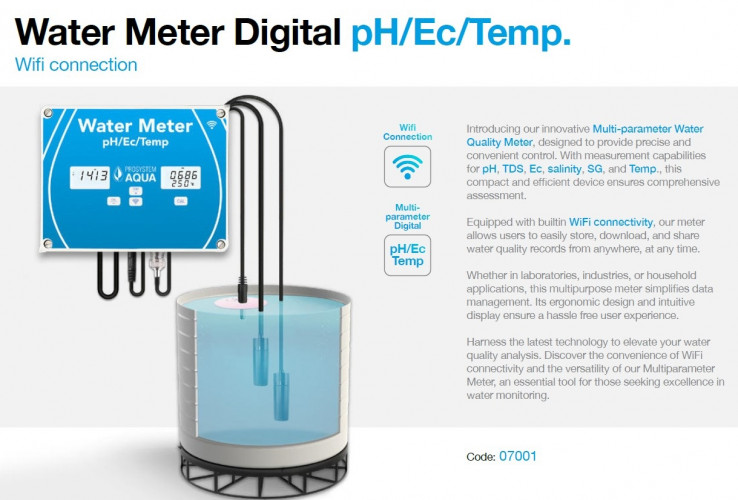 Wieloparametrowy miernik jakości wody, pH, TDS, Ec, zasolenia, SG, temperatury z Wi-Fi