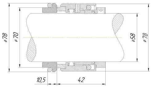 Uszczelnienie mechaniczne wału R-HJ92N 58, CAR/SIC, VITON, 304, G16