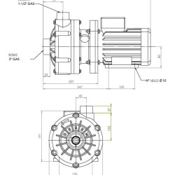 Pozioma pompa odśrodkowa MB 110, PP, VITON LIP, A