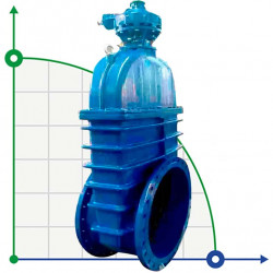 DN450 PN16 Zasuwa z gumowanym klinem z reduktorem 30х539р Korpus żeliwny, uszczelka: EPDM, GOST