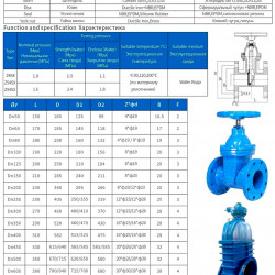 DN450 PN16 Zasuwa z gumowanym klinem z reduktorem 30х539р Korpus żeliwny, uszczelka: EPDM, GOST