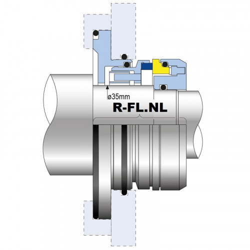 Uszczelnienie mechaniczne pompy FLYGT R-FL.NL 35, TC/TC, VITON, 304