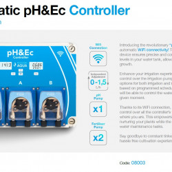 Automatyczny sterownik pH&Ec z pomiarem temperatury wody i dwiema pompami nawozowymi z Wi-Fi