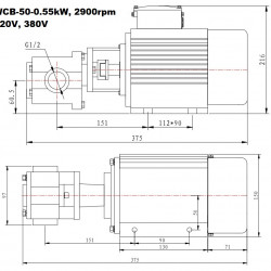 Pompa zębata ze stali nierdzewnej do przesyłu oleju WCB-50/220V 50Hz, 50 l/min, 30 m, AISI 304, 0,55 kW, 2900 obr./min, Ex