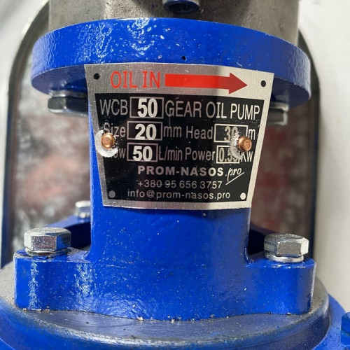 Pompa zębata ze stali nierdzewnej do przesyłu oleju WCB-50/220V 50Hz, 50 l/min, 30 m, AISI 304, 0,55 kW, 2900 obr./min, Ex