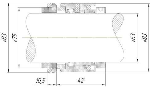 Uszczelnienie mechaniczne wału R-HJ92N 63, CAR/SIC, VITON, 304, G16