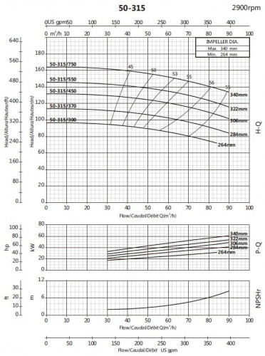 Wspornikowa pompa nawadniająca BS 50-315/750 (54/155), 75kW, 2900 bez silnika