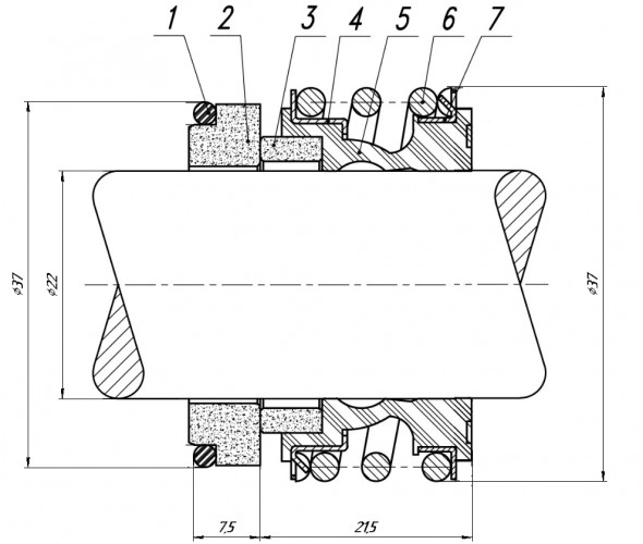 Uszczelnienie mechaniczne wału pompy R-MG1 22, CAR/CER, EPDM, 304, G4