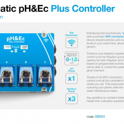 Automatyczny sterownik pH&Ec z pomiarem temperatury wody i trzema pompami nawozowymi z Wi-Fi