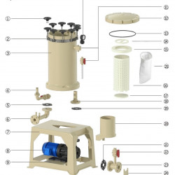 Precyzyjny filtr chemiczny z PVDF serii QH-1004-180-PUVU-OJAZ-S + MD-P-257-SSV-5V38BAY-S, filtr workowy, odporny na kwasy i zasady