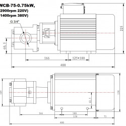 Pompa zębata ze stali nierdzewnej do pompowania oleju roślinnego WCB-75/220V 50Hz, 75 l/min, 30 m, AISI 304, 0,75 kW, 2900 obr./min, Ex