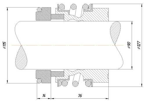 Uszczelnienie mechaniczne wału R-MG13 90, SIC/SIC, VITON, 304, G6