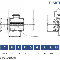 Pompa ze sprzęgłem magnetycznym FLUIMAC COMPASS CM 4 PVDF, 0,12 kW, 380 V, Ex