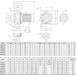 Pompa ze stali nierdzewnej do pompowania cieczy przemysłowych NX40/750 (200), 5,5 kW, 42 m3/h, 47m, 380V/T, AISI 304 (EBARA 3M 40-200/5.5)