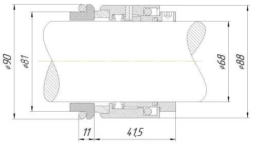 Uszczelnienie mechaniczne wału R-HJ92N 68, CAR/SIC, VITON, 304, G16