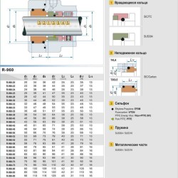 Uszczelnienie pompy R-960 80, SIC/SIC, VITON, 304, T30LE