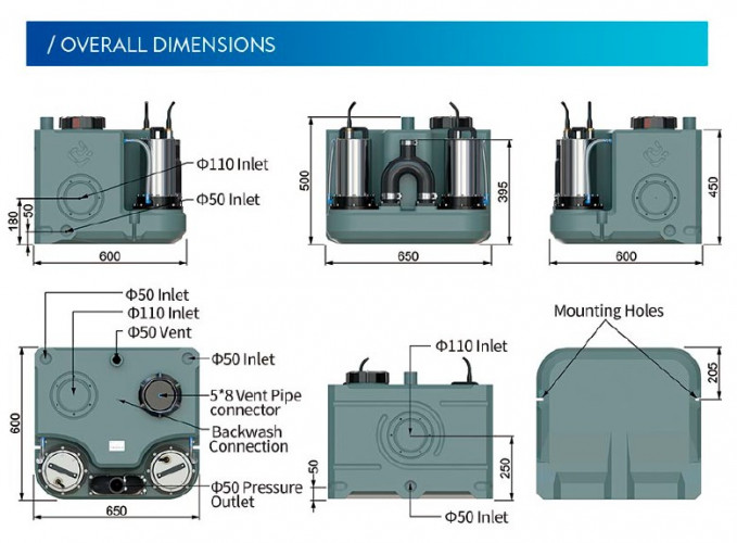 Podnośnik KNS solo do domków letniskowych, domów prywatnych z dwiema pompami i panelem sterowania AIZL-1100W Double, 27/13, 1,1 kW, 220V, 2800 obr./mi
