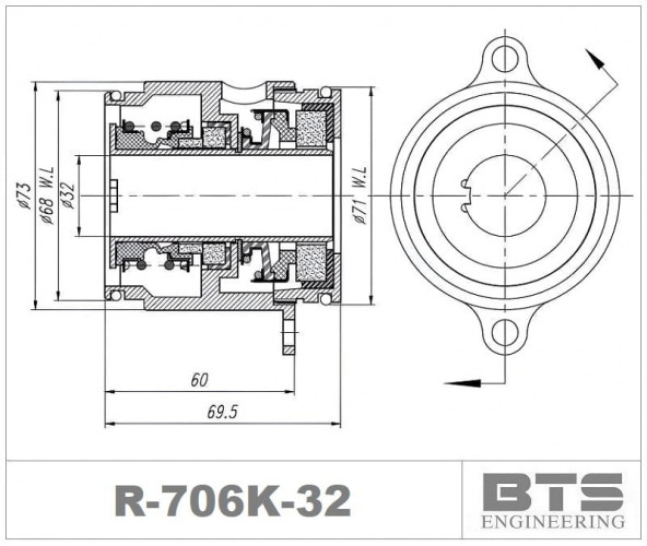 Uszczelnienie kasetowe do pompy Grundfos R-706K 32, SIC/SIC/SIC/SIC, VITON, 316