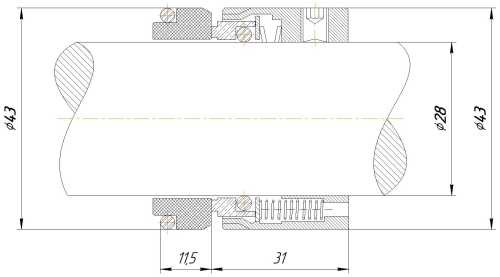 Uszczelnienie mechaniczne R-M7N 28, SIC/SIC, VITON, 304, G9
