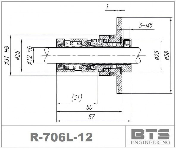 Uszczelnienie kasetowe do pompy Europump, Waterstry R-706L 12, SIC/SIC, VITON, 304
