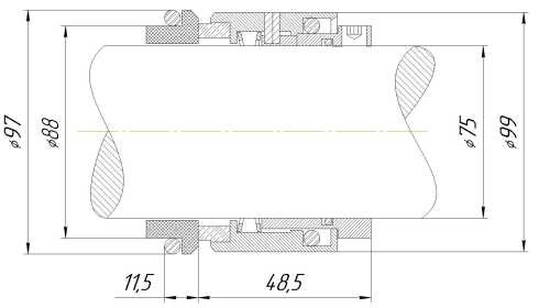 Uszczelnienie mechaniczne R-HJ92N 75, CAR/SIC, VITON, 304, G16